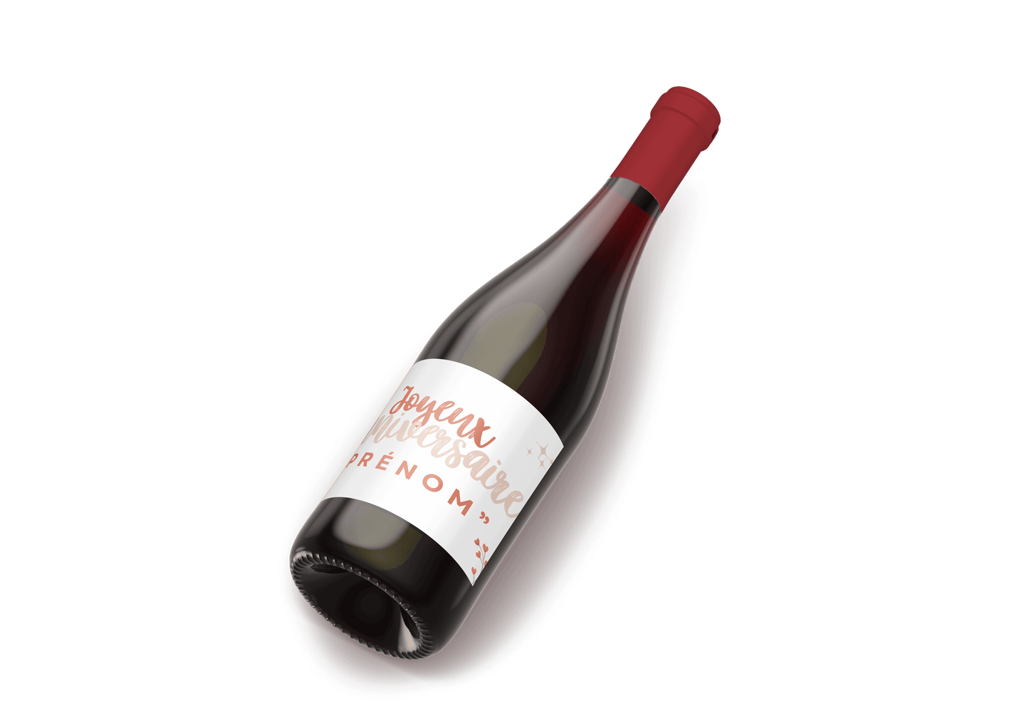 Bouteille de vin rouge avec étiquette personnalisée pour cadeau unique