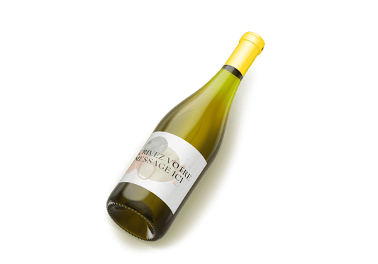 Bouteille de vin blanc avec étiquette personnalisable pour cadeau