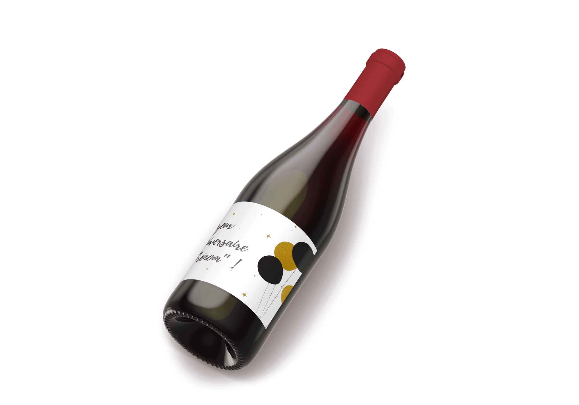 Bouteille de vin rouge avec étiquette personnalisée pour cadeau unique