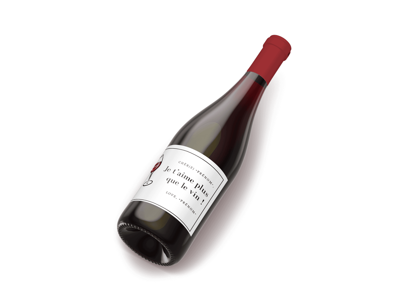 Bouteille de vin rouge avec étiquette personnalisée pour cadeau unique