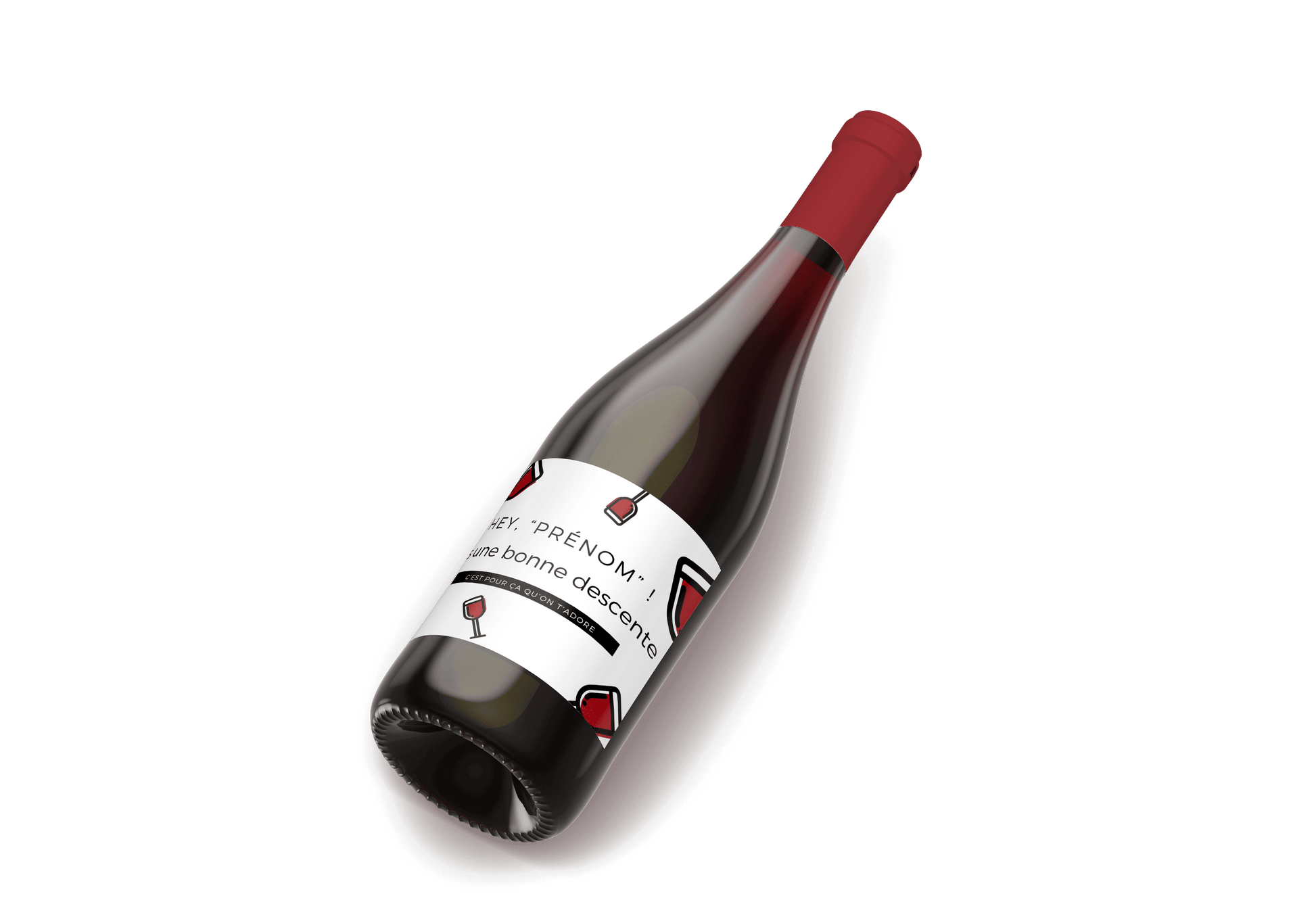 Bouteille de vin rouge avec étiquette personnalisée pour cadeau unique